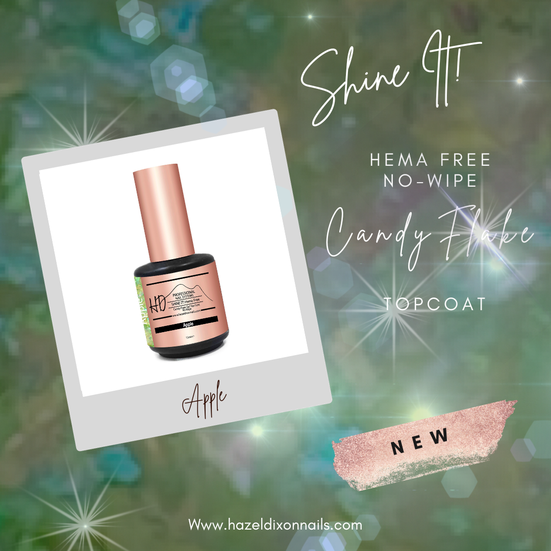 Shine It ! HEMA FREE - No Wipe Candy Flake Top Coat - Apple